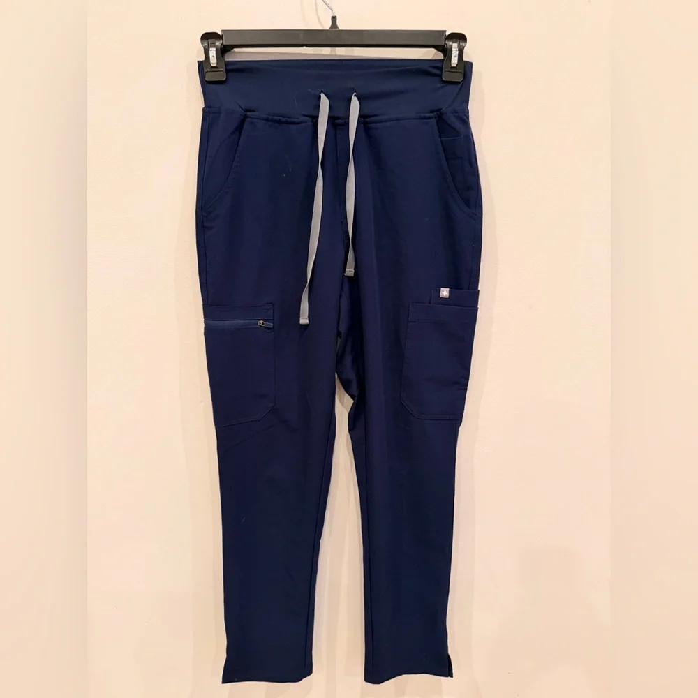 FIGS Technical Collection Scrub Pants Women's Small‎ Navy Drawstring Stretch